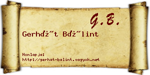 Gerhát Bálint névjegykártya